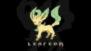Leafeon cartoon black background green - official free wallpaper for desktop