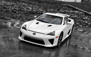 White sports car parking lot 14 - realistic free wallpaper for desktop