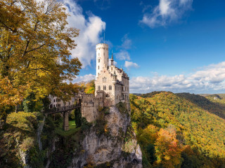 Castle cliff bridge autumn trees - a cliff free wallpaper for desktop