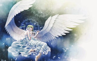 Woman white wings cloud sky 2 - white wing free wallpaper