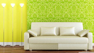 Couch green wall lamps white - rich vivid color free wallpaper