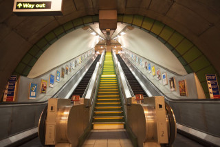 Subway station yellow staircase sign - art free wallpaper