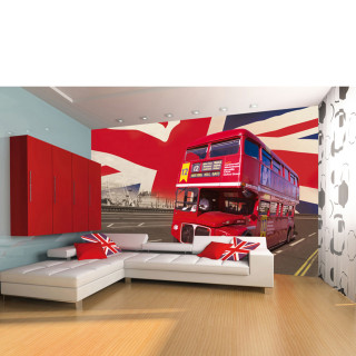 Living room couch mural bus 2 - the wall free wallpaper