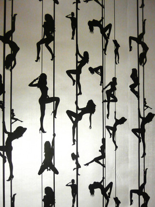 Climbing giantess silhouette bird feathers - kinetic art free wallpaper