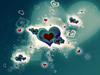 Heart surrounded music notes blue - alison kinnaird free wallpaper