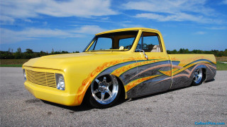 Yellow truck flames sky clouds - a yellow truck free wallpaper