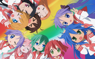 Anime girls colored hair colored 2 - looking free wallpaper