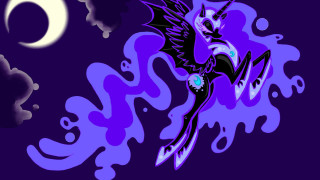 Cartoon character flying moon clouds - pop surrealism free wallpaper