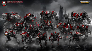 Robots city skyline dark background - color scheme free wallpaper