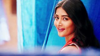 Woman long hair red dress 12 - a blue curtain behind her free wallpaper