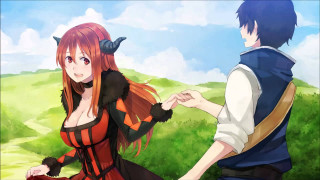 Man woman field blue sky - dan content free wallpaper