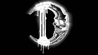 Skull knife letterC dripping paint - paint free wallpaper