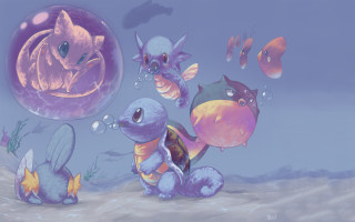 Cartoon animals beach blue sky - a group of cartoon animals free wallpaper