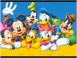 Cartoon characters yellow surface blue - naive free wallpaper