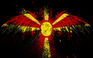 Grungy bird painted wings cross - godray free wallpaper