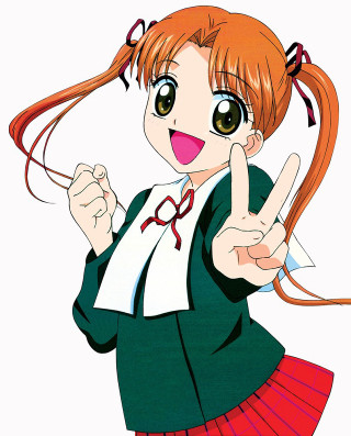 Girl school uniform peace sign 2 - eizan kikukawa free wallpaper
