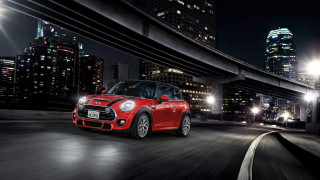 Red mini cooper city night - mini free wallpaper
