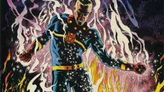 Comic book fire suit man - altermodern free wallpaper