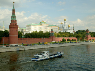 Boat river large building spire 2 - constructivism free wallpaper