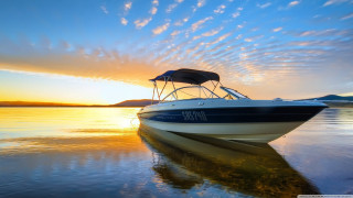 Boat sunset water sky clouds 7 - sunset free wallpaper