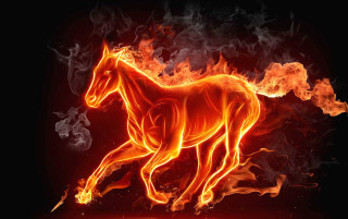 Horse running fire field black 7 - a fire free wallpaper