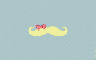 Pink bow tie yellow mustache - diagonal free wallpaper