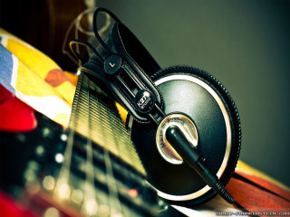 Guitar headphones strap case surfboard - studio quality free wallpaper