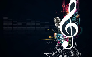 Musical note symbols microphone black 2 - artgem free wallpaper