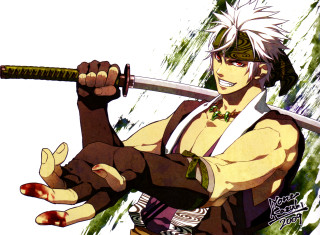 Man sword white shirt green - a character portrait free wallpaper