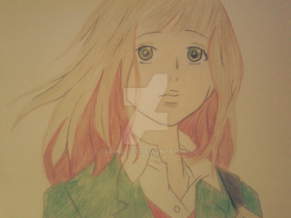Girl long hair green jacket 2 - a red ribbon free wallpaper