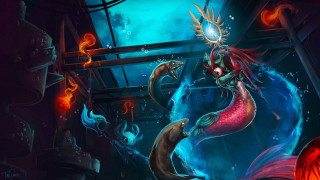 Mermaid glowing head tail painting - glowing free wallpaper for desktop