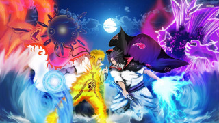 Anime fullmoon energyball night sky - a cartoon free wallpaper