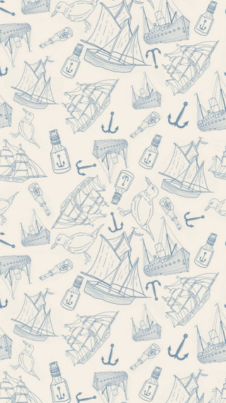 Blue white wallpaper boats anchors - illustration free wallpaper