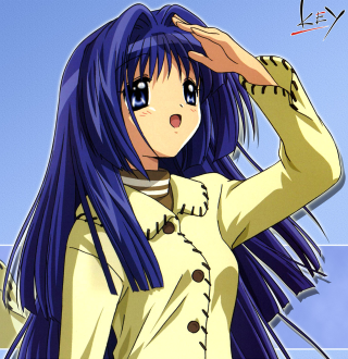 Girl purple hair yellow jacket - a girl free wallpaper