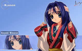 Blue haired girl kimono sky - her head free wallpaper