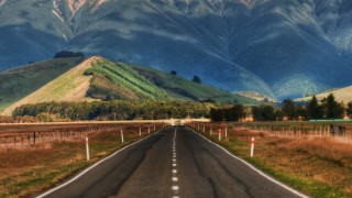 Long road mountain field fence - in the foreground free wallpaper