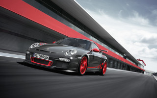 Grey sports car race track 3 - the side of the road free wallpaper