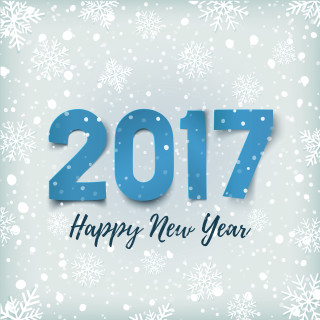 Blue new year card snowflakes - free new year wallpaper