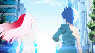 Cityscape blue dress two girls - tall building free wallpaper