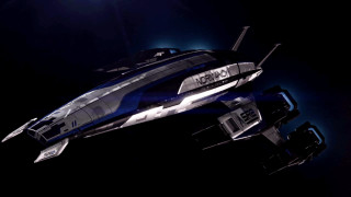 Futuristic vehicle flying nighttime bright - mass effect free wallpaper