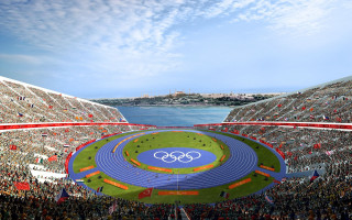 Stadium blue ring ground flag - a blue ring free wallpaper