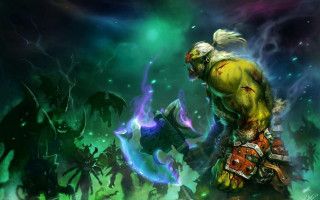 Man beard green purple demon - a painting of a man free wallpaper