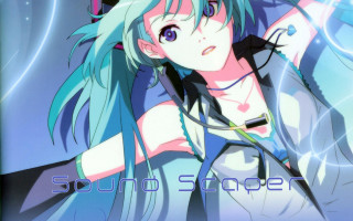 Blue hair girl white shirt - hat free wallpaper