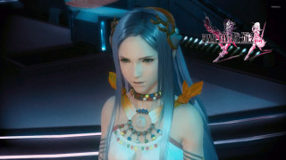 Woman blue hair necklace image - her neck and a necklace free wallpaper