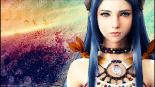 Woman blue hair necklace rainbow - final fantasy free wallpaper