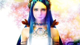 Woman blue hair crown white 2 - her head free wallpaper for desktop