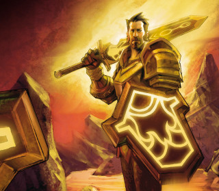 Man golden armor sword shield - golden free wallpaper