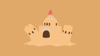 Sand castle red top red - pop surrealism free wallpaper