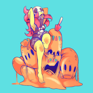 Cartoon character sand castle drink - orange free wallpaper