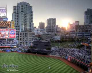 Baseball stadium crowd sunset dawn 2 - the stand free wallpaper